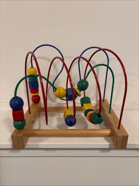 IKEA MULA Wooden Bead Roller Coaster Activity Toy Colorful Motor Skills Maze